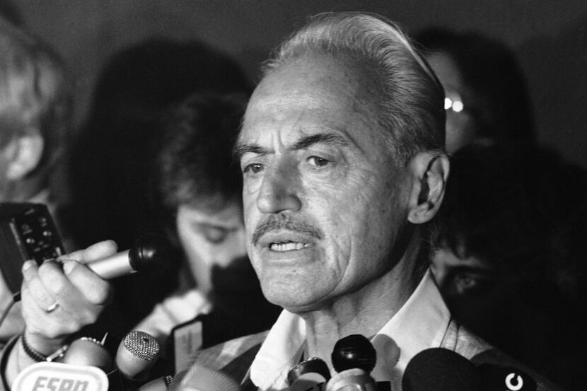 FILE - This July 16, 1981 file photo shows baseball union leader Marvin Miller speaking to...