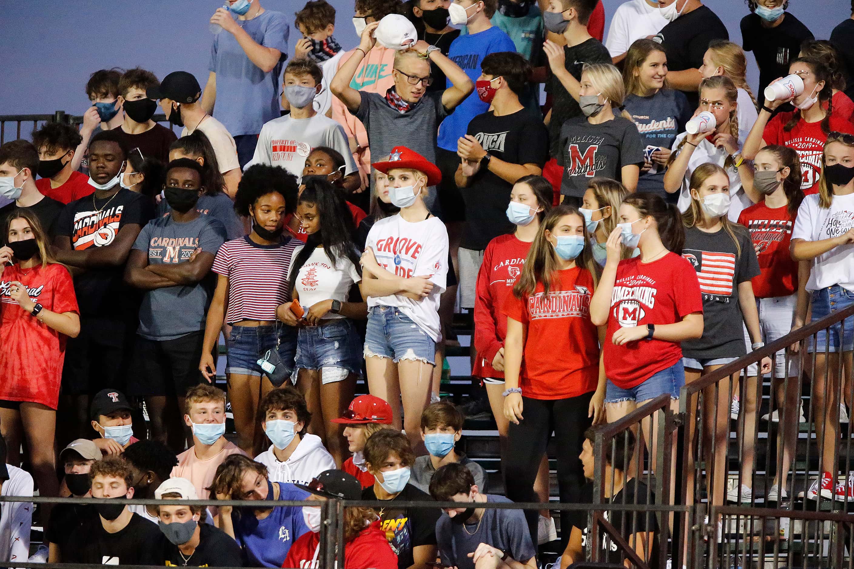 The Melissa High School student section during the first half as Melissa High School hosted...