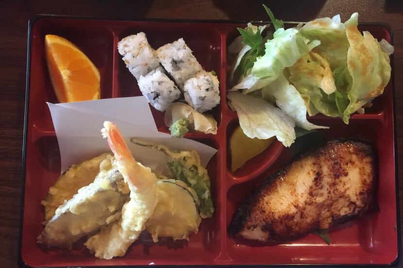 A bento box with tempura and black cod at Ken Japanese Bistro in Richardson. The $12.50...