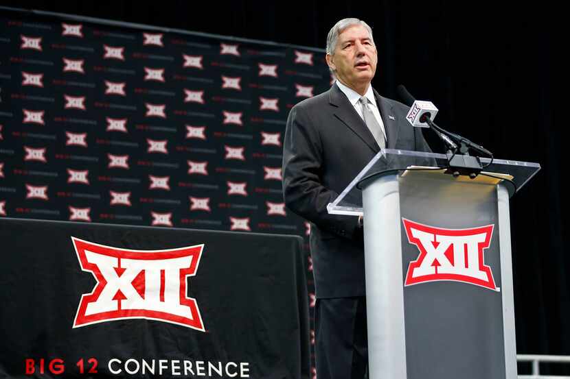 Commissioner Bob Bowlsby speaks during a press conference at Big 12 Media Day at Ford Center...