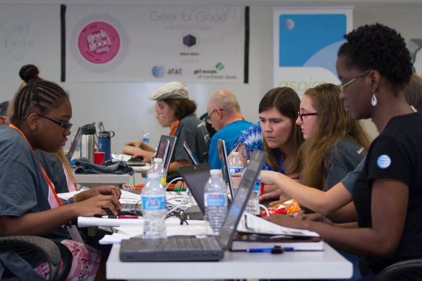 The AT&T Women of Technology hosted a three-day âcoding campâ for girl scouts in June....