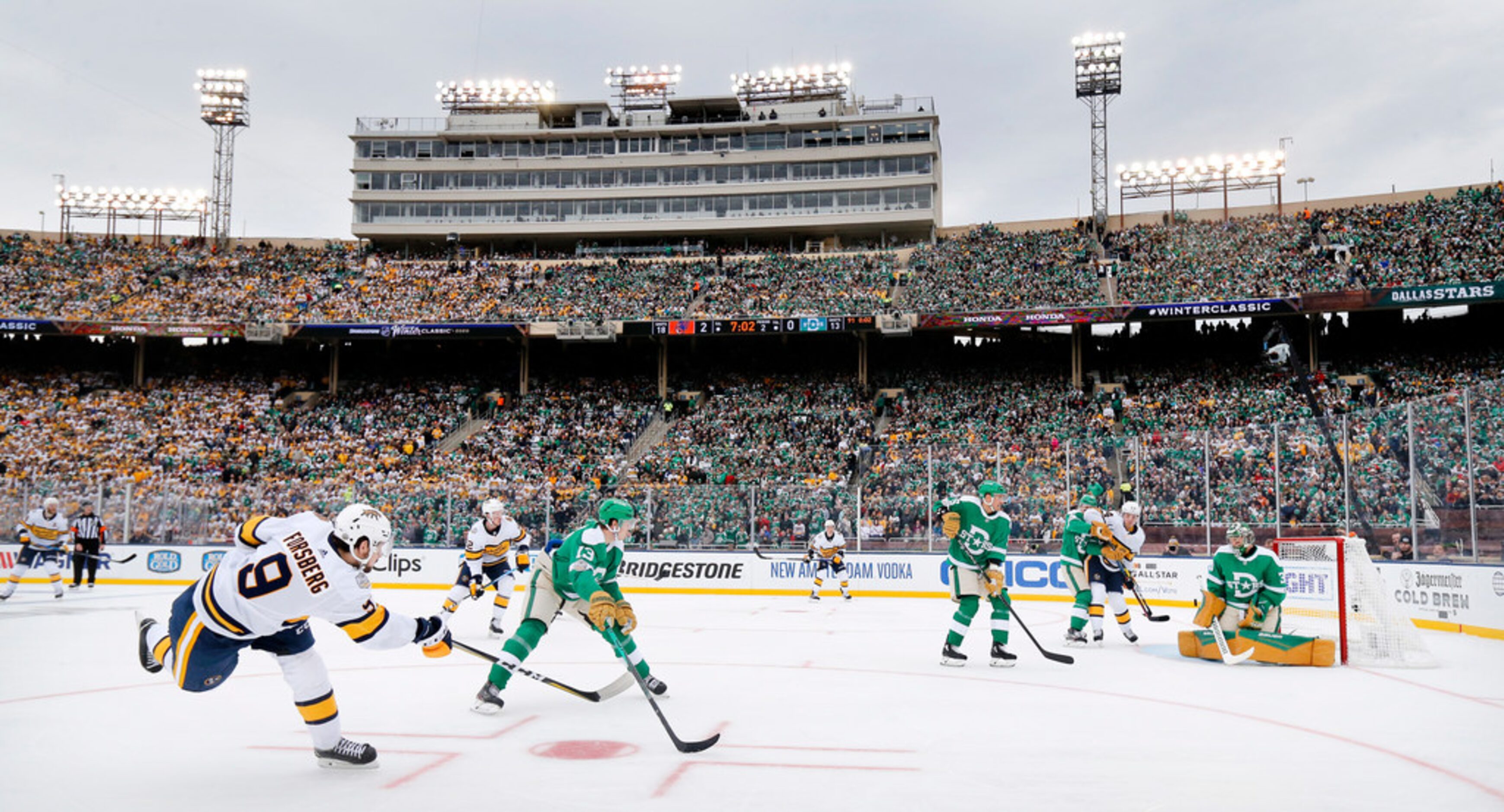 Dallas Stars goaltender Ben Bishop (30) deflects a shot by Nashville Predators left wing...