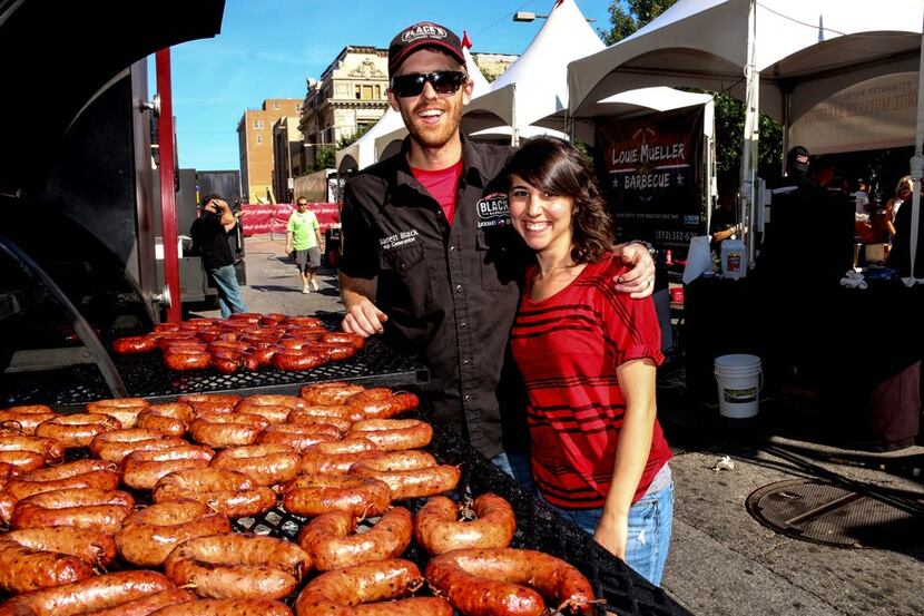 Fourth-generation pitmaster Barrett Black, of Black's Barbecue, with his wife at Smoked...