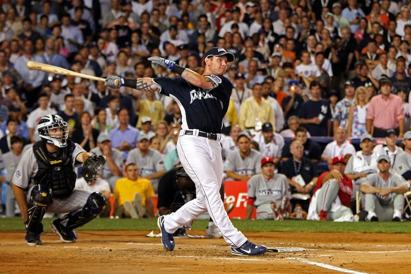Josh Hamilton of the Texas Rangers swings during the 2008 MLB All-Star State Farm Home Run...