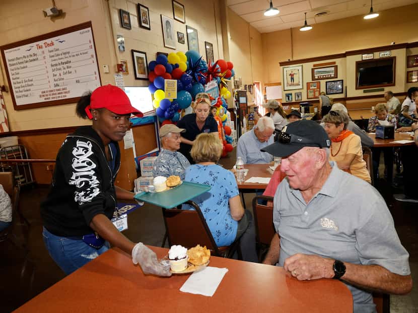 Vietnam veteran Lyndon Cook, 84, of San Diego gets a Fernie's Fried Cherry Pie in the Sky at...