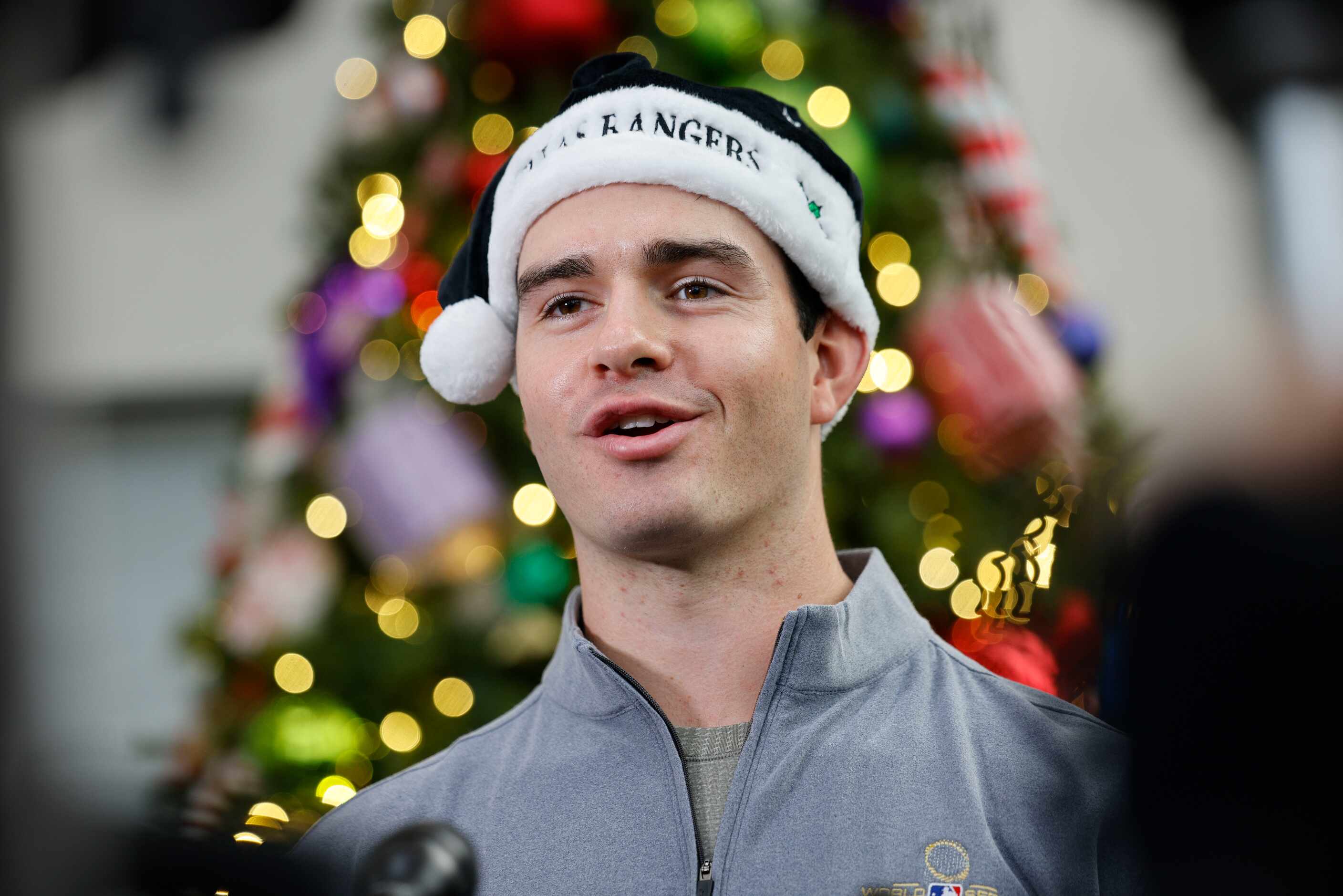 Texas Rangers pitcher Cody Bradford speaks to the media, Wednesday, Dec. 13, 2023, at...