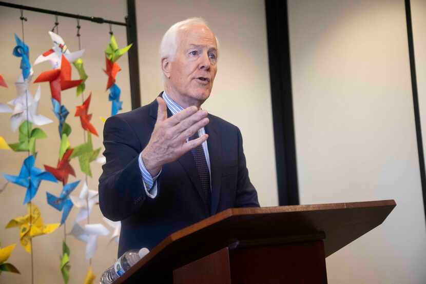 U.S. Sen. John Cornyn, R-Texas, speaks during a news conference at the Dallas Children's...