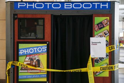 Social distancing rules make a photo booth off limits at Grapevine Mills shopping mall.