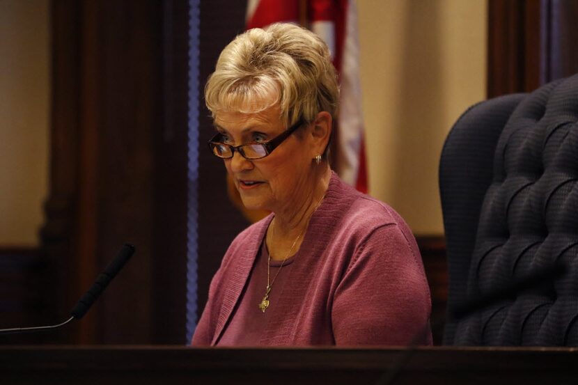 Judge Mary Horn at a Denton County Commissioners meeting at the Denton County...