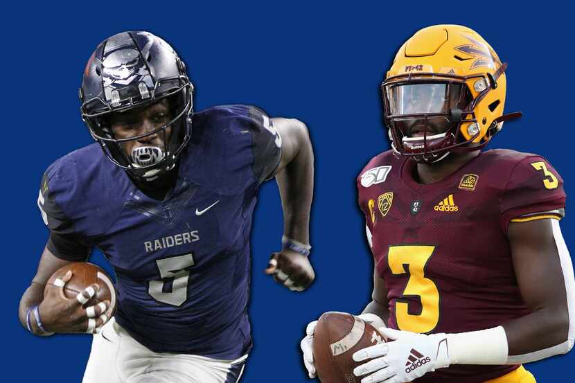 Eno Benjamin with Wylie East in 2015 (left) and Arizona State in 2018 (right).