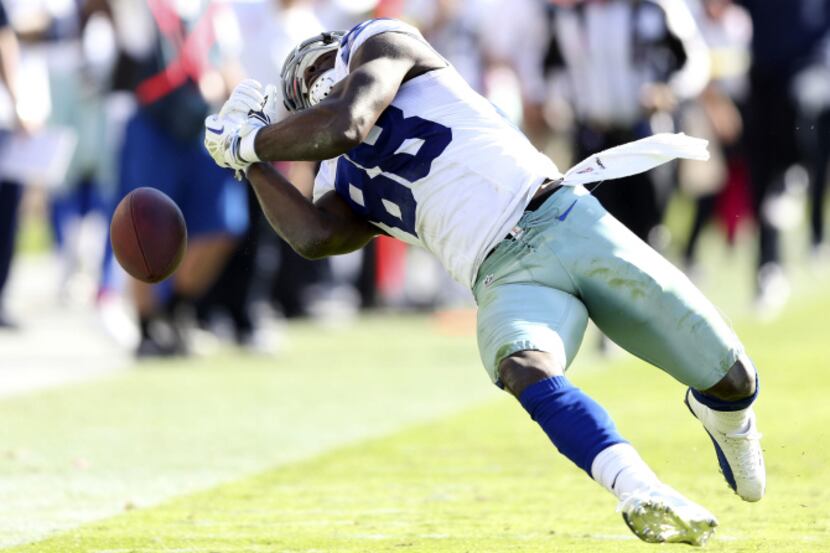 Dallas Cowboys wide receiver Dez Bryant (88) misses the ball on a pass play during the...