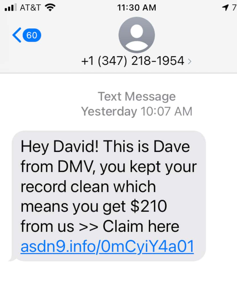 A sample of the type of spam texts received by The Watchdog.