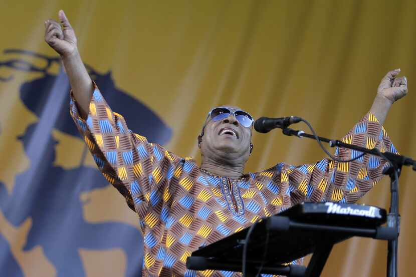 Stevie Wonder performs on the Acura Stage during the New Orleans Jazz and Heritage Festival...