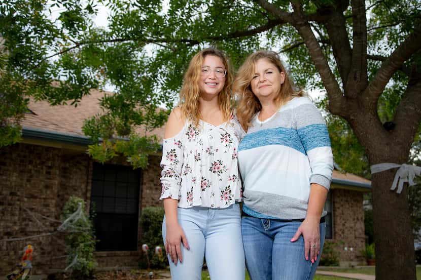 North Garland High School senior Gabriella Munoz (left) and her mom, Karen, pose outside...