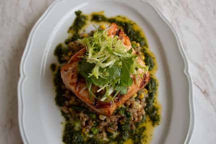 Goodwin's menu is a greatest-hits American list. Here's the grilled salmon with roasted...