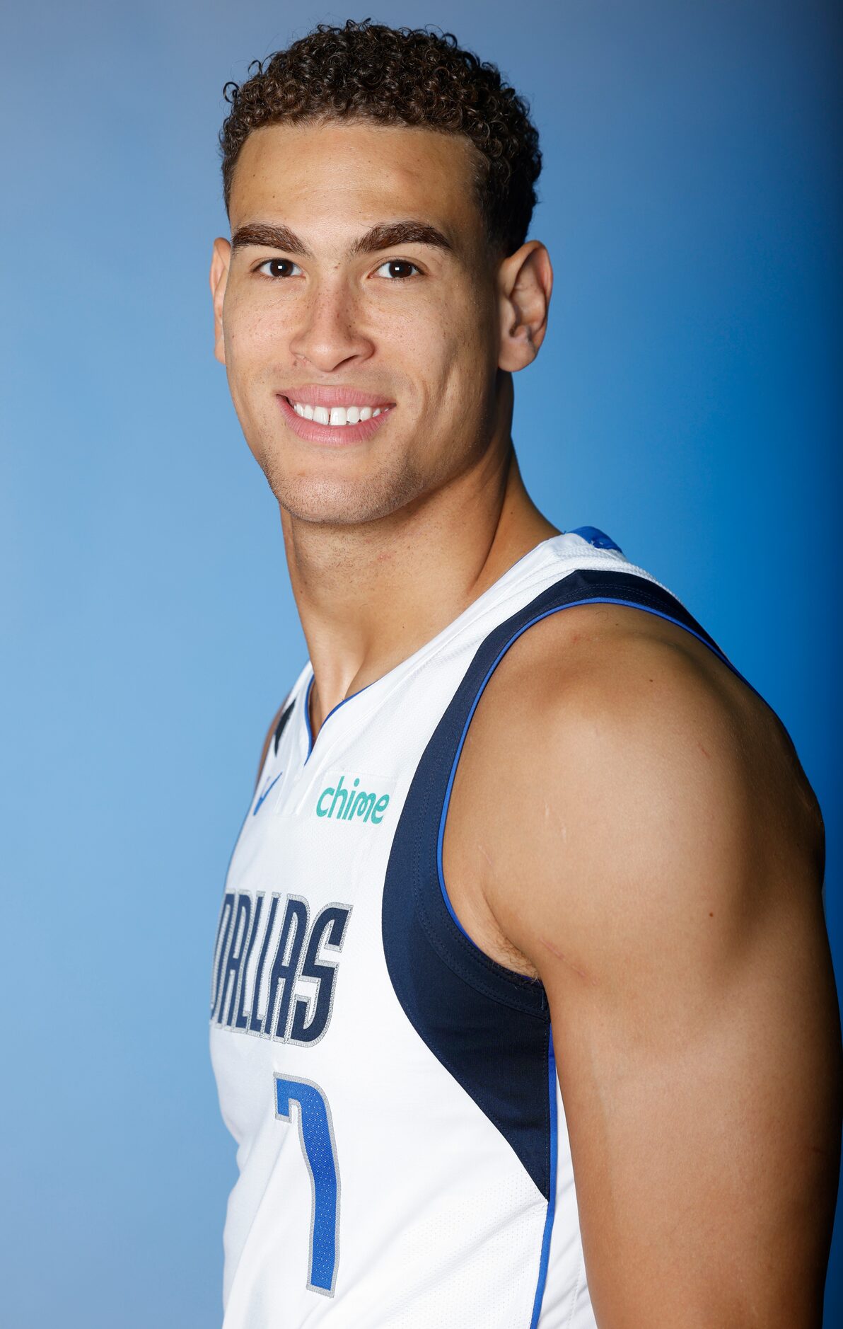 Dallas Mavericks’ Dwight Powell is photographed during the media day at American Airlines...