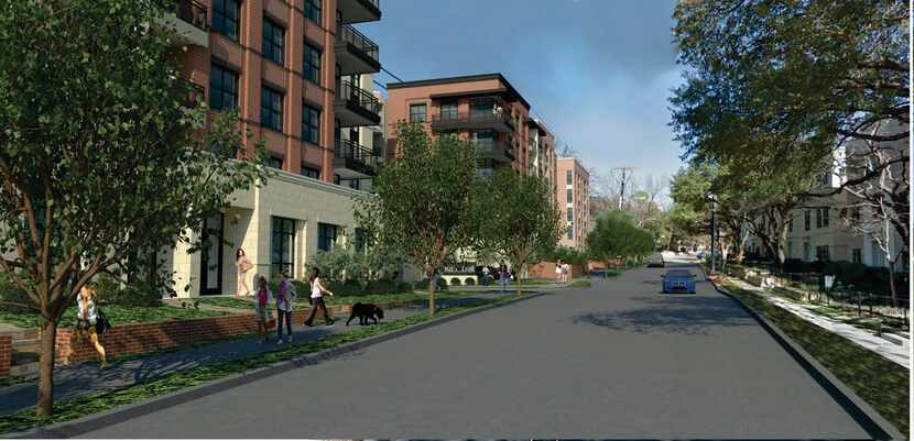 The planned Lincoln Katy Trail apartments would stretch along Carlisle Street.