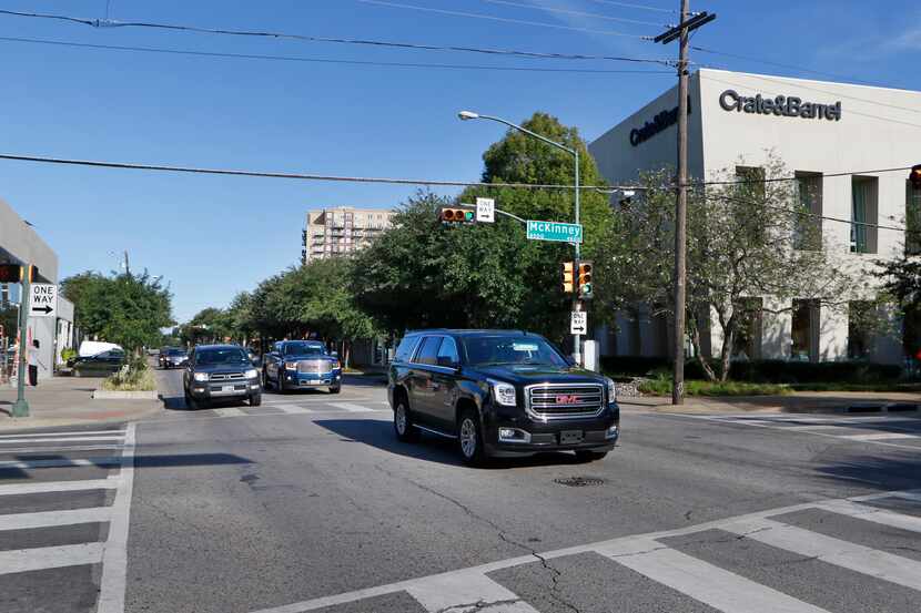 Traffic passes the intersection of Knox St. and McKinney Ave in Dallas on Thursday, August...