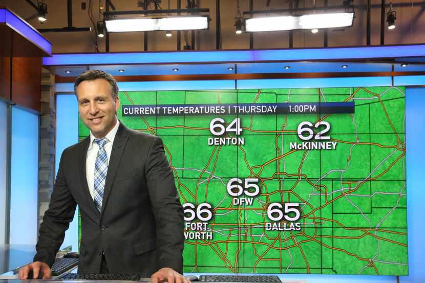 KXAS-TV (NBC5) meteorologist Rick Mitchell is pictured at the station in Fort Worth.