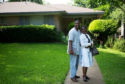 Roddie Thomas (left), and Patrice Thomas, both of Kiestwood poses for a portrait in front of...