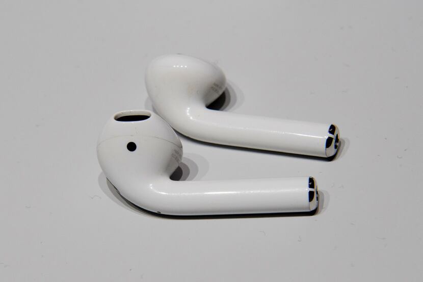 Apple Inc's AirPod wireless headphones are displayed during an event in San Francisco where...