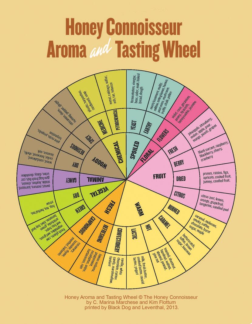 The honey and aroma tasting wheel