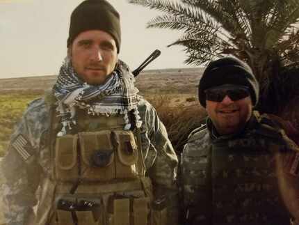 Terrence Kamauf (left) in Iraq in 2008, when he was a Green Beret.
