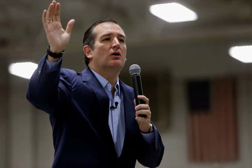  Republican presidential candidate, Sen. Ted Cruz addresses supporters during a campaign...