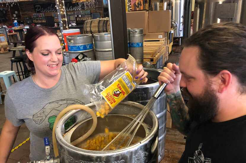 Sandra DiPretore and Ryan McWhorter of Panther Island Brewing in Fort Worth mixed Buc-ee's...