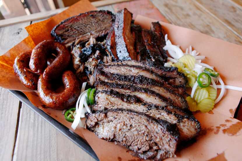 Pecan Lodge's family-style platter, a.k.a. the Trough 