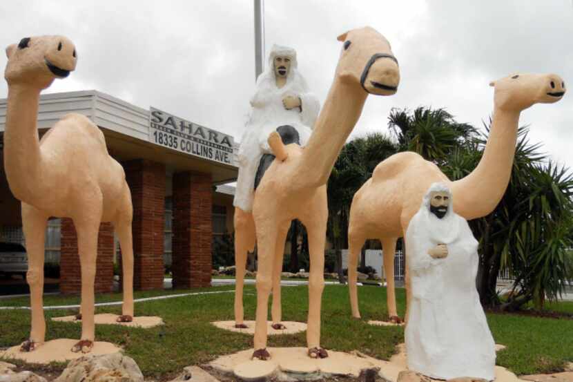 Sculpted nomads and camels have camped at the Sahara, now a condo-motel, for a half-century...
