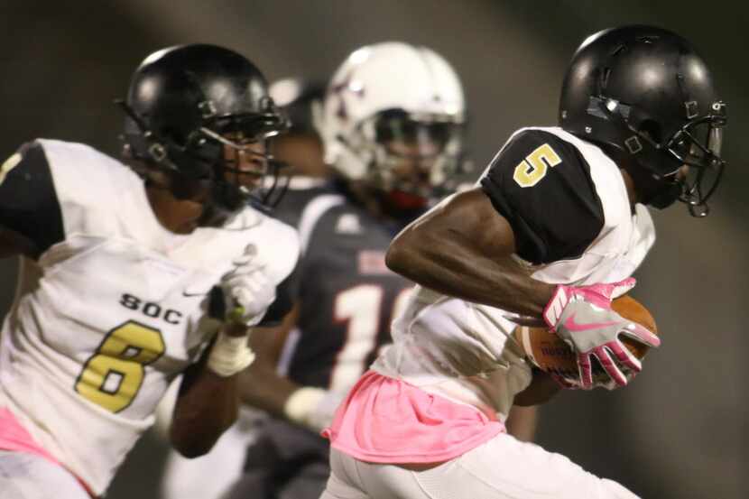 South Oak Cliff receiver Markiese King (5) is pictured during a game earlier this season....