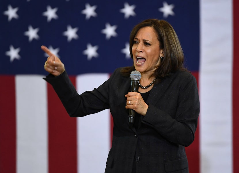  U.S. Sen. Kamala Harris, D-Calif., speaks during a town hall meeting at Canyon Springs High...