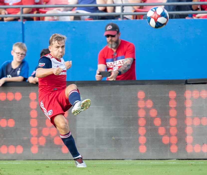DALLAS, TX - JUNE 22: Paxton Pomykal in action during the MLS soccer game between FC Dallas...