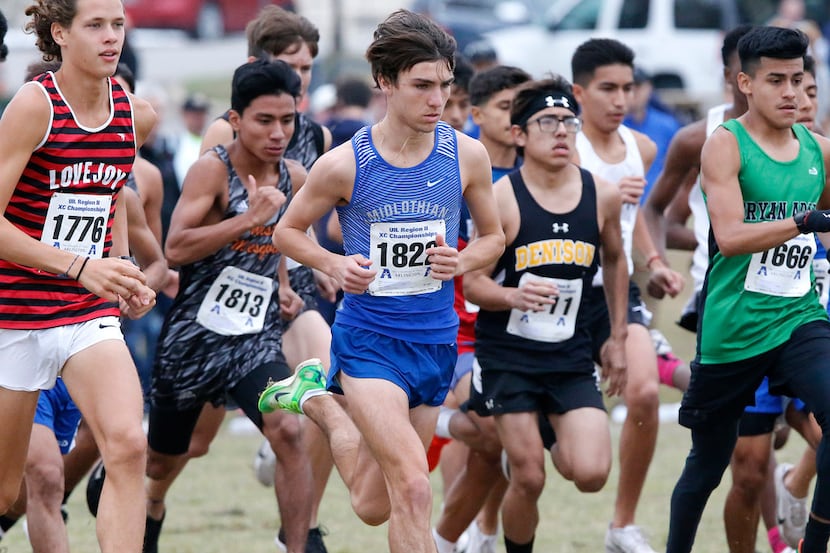 Midlothian High School's Tanner Henderson (1822) competes in the boys 5A division at the...