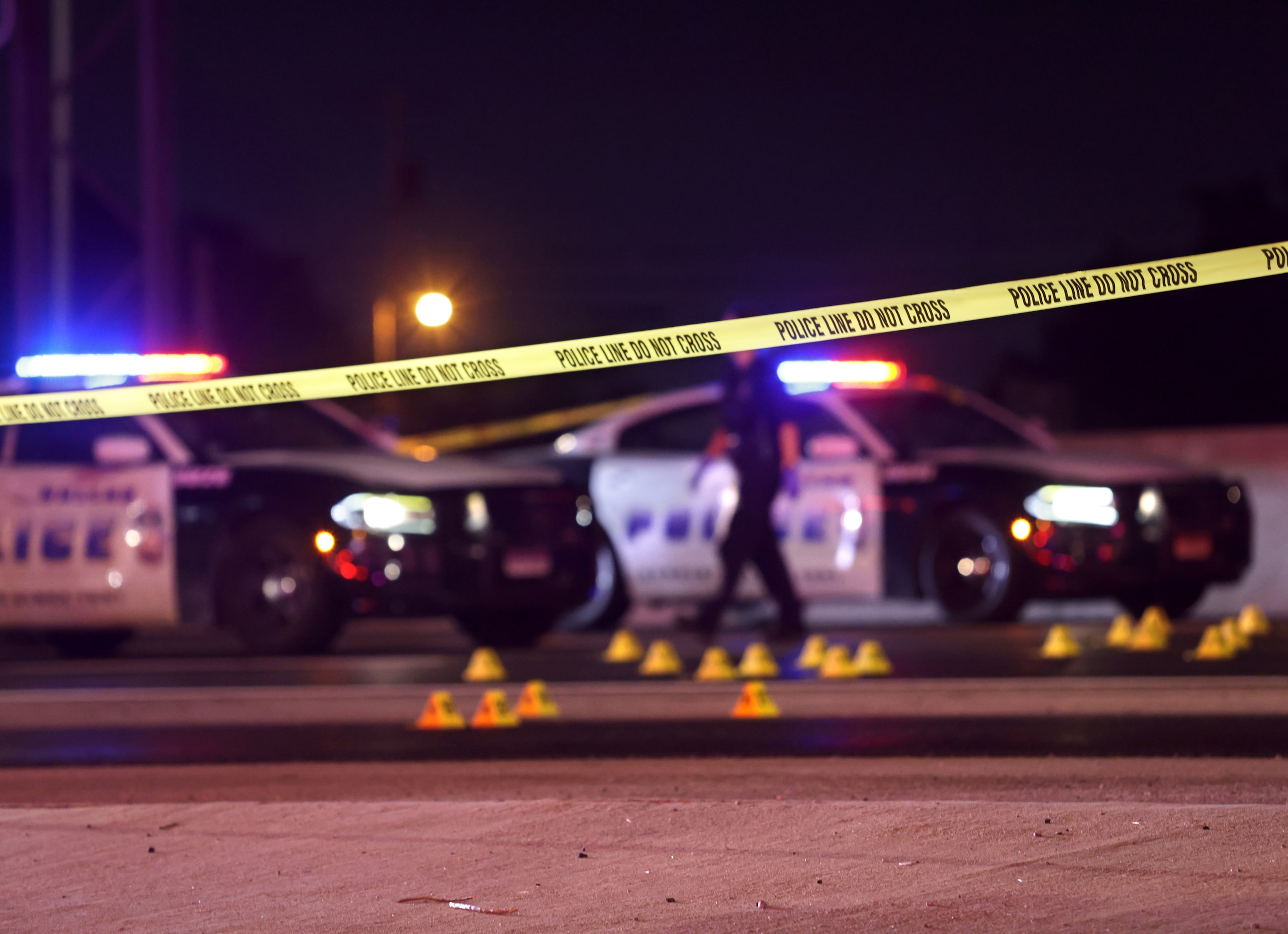 Police tape blocks off an area of Interstate 35 in Lewisville, TX, on Aug 30, 2024.