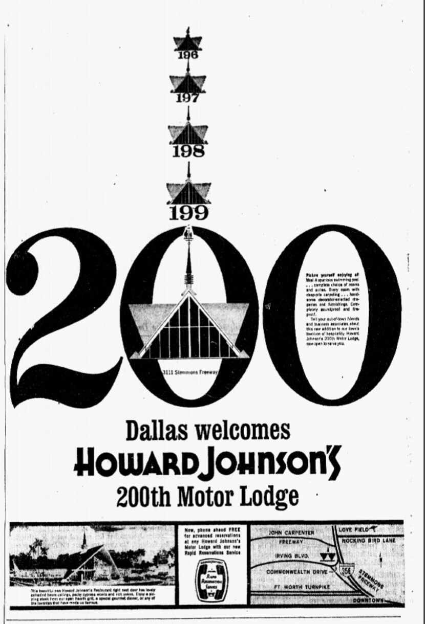 The ad that appeared in The Dallas Morning News in September 1964, when the Howard Johnson's...