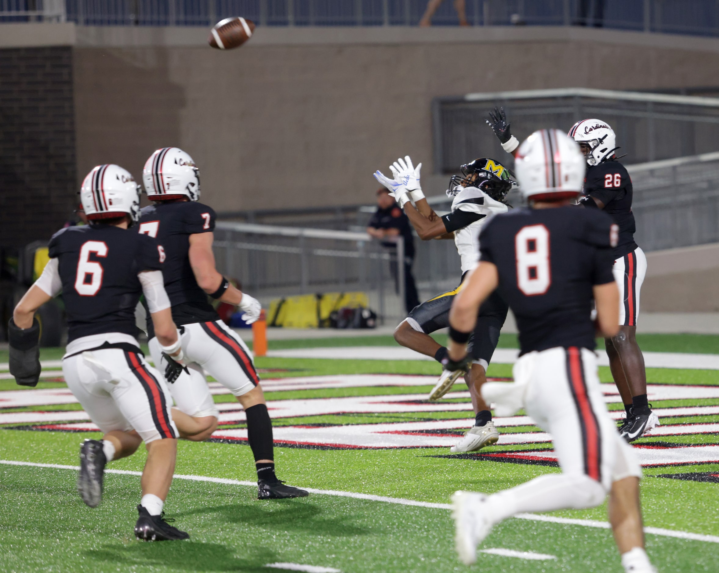 Memorial player #2 Chase Coleman catches the teams only touchdown during the first half of...