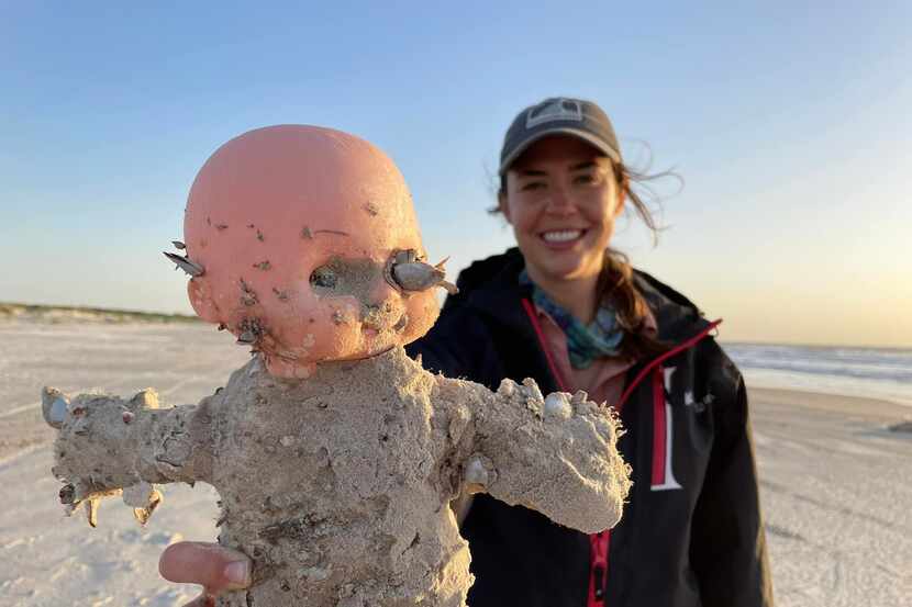 Some creepy dolls found along Texas' gulf shore are encrusted with barnacles, sticky little...