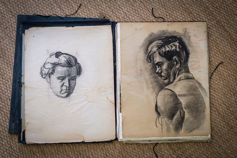 A sketch book of Michael G. Owen Jr. is seen at David Dike Fine Art  on Thursday, Sept. 12,...