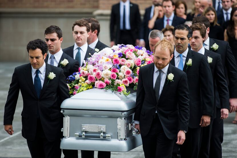 Pallbearers carry Barbara Bush's casket after her funeral at St. Martin's Episcopal Church...
