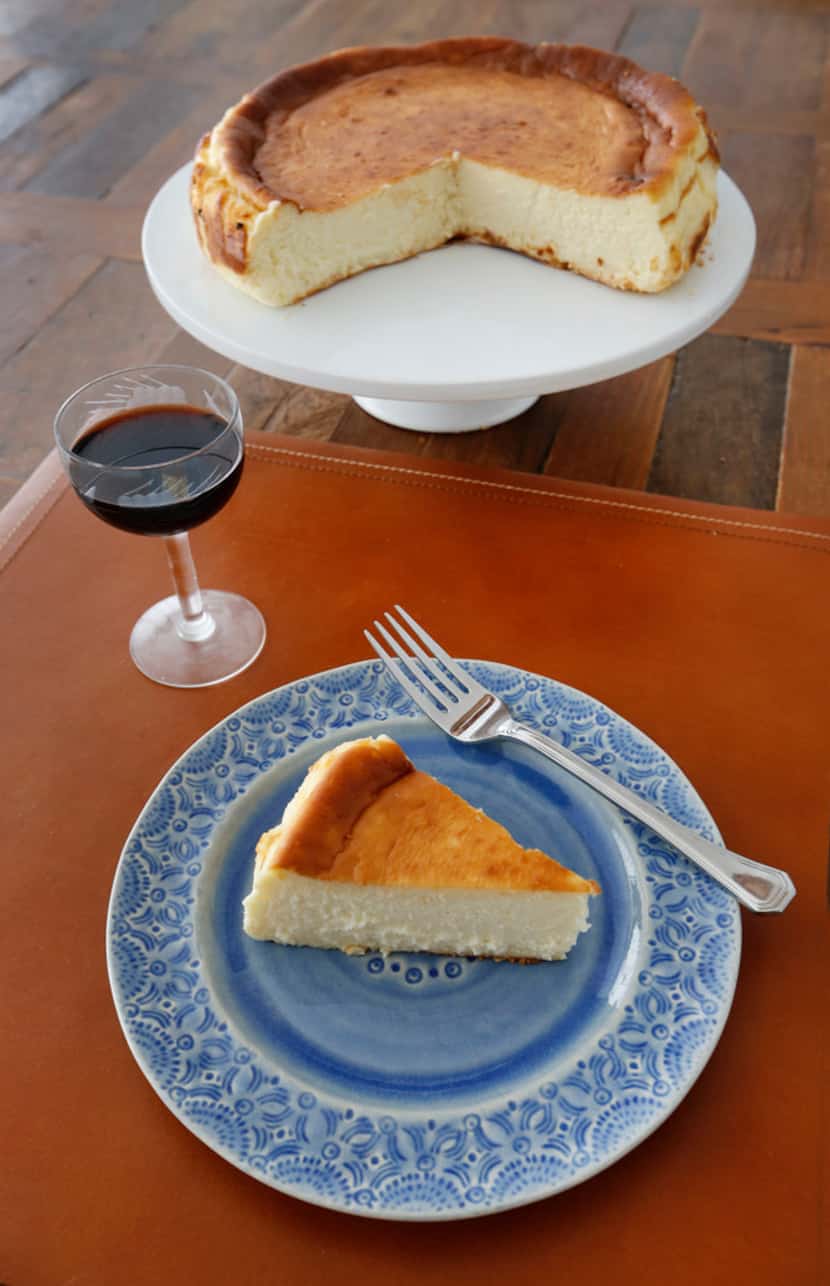 A Basque-style cheesecake, paired with sherry.
