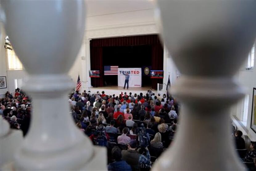  Sen. Ted Cruz speaks at a town hall-style campaign event on Sunday in Peterborough, N.H....