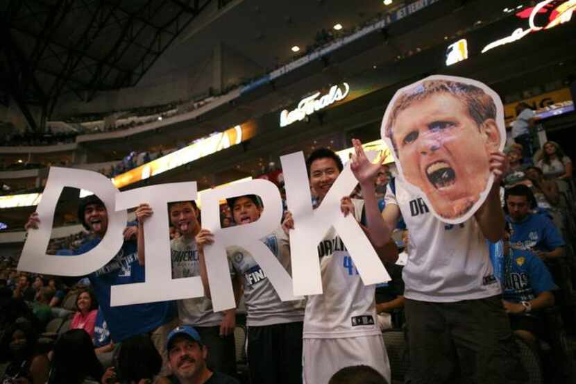 
Dallas Mavericks fans supported Dirk Nowitzki at American Airlines Center during the NBA...