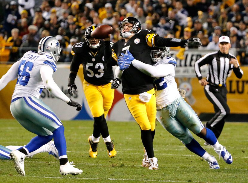 Dallas Cowboys defensive tackle Cedric Thornton (92) tackles Pittsburgh Steelers quarterback...