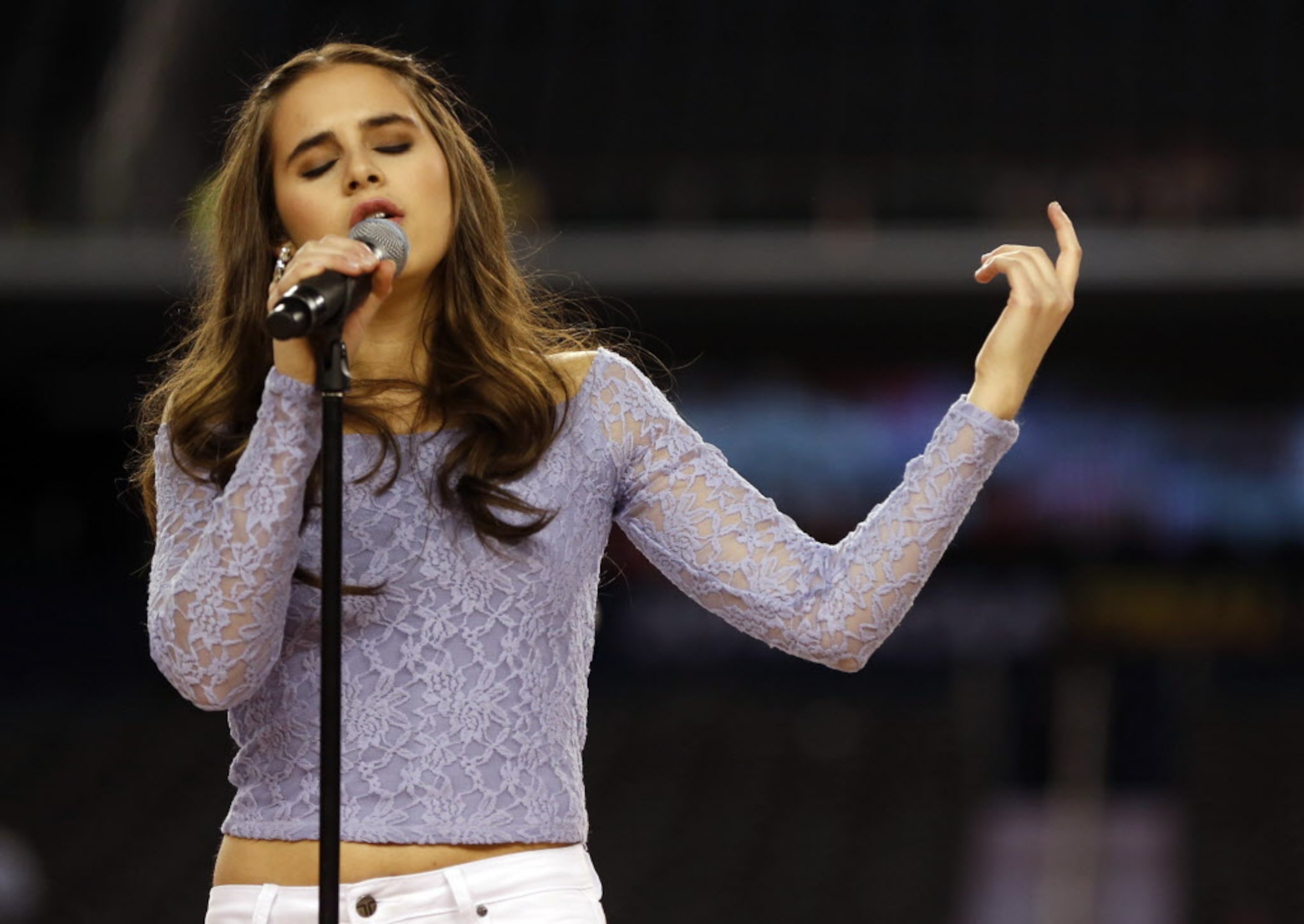 Carly Rose Sonenclar sings during a performance in the Reese's Final Four Slant Celebration...