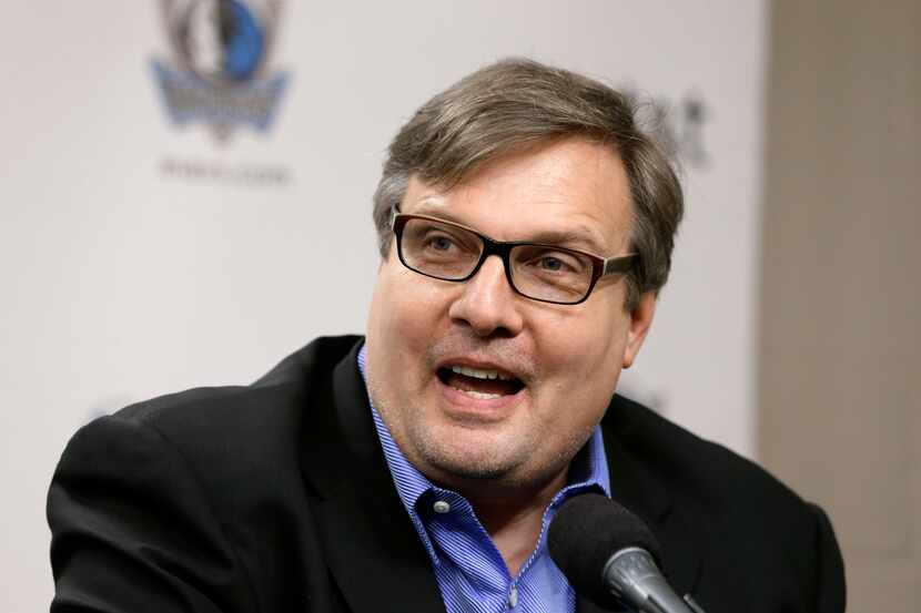 Dallas Mavericks general manager Donnie Nelson makes comments after introducing the NBA...