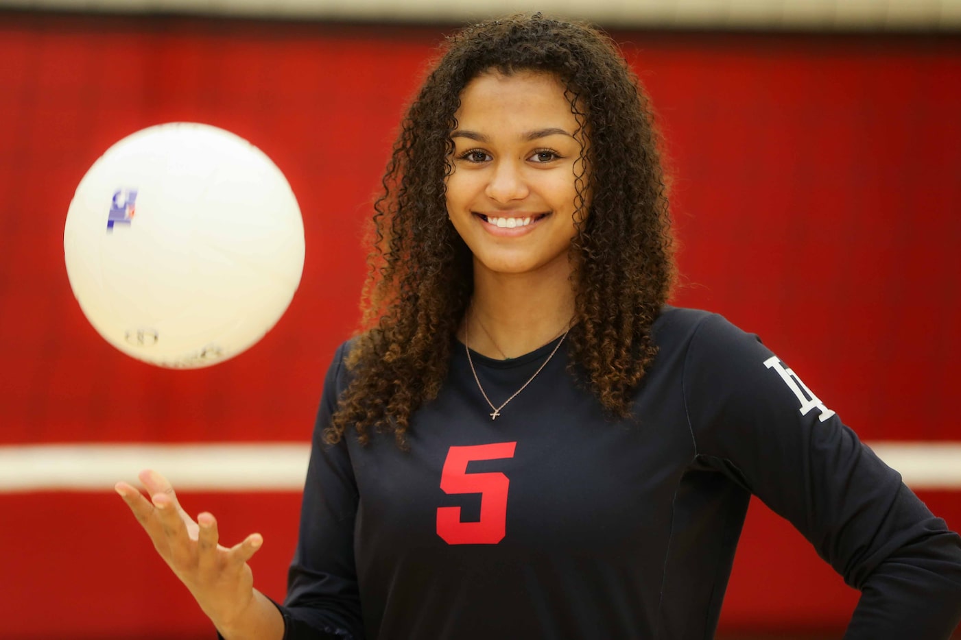 Lovejoy volleyball player Cecily Bramschreiber poses inside the LoveJoy Gym as the Player of...