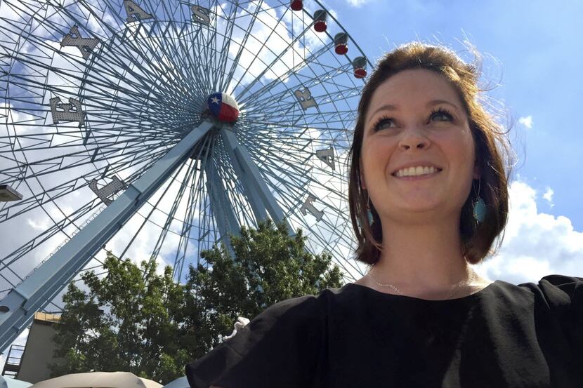 Our own Sarah Blaskovich takes a selfie in front of the Texas Star.
