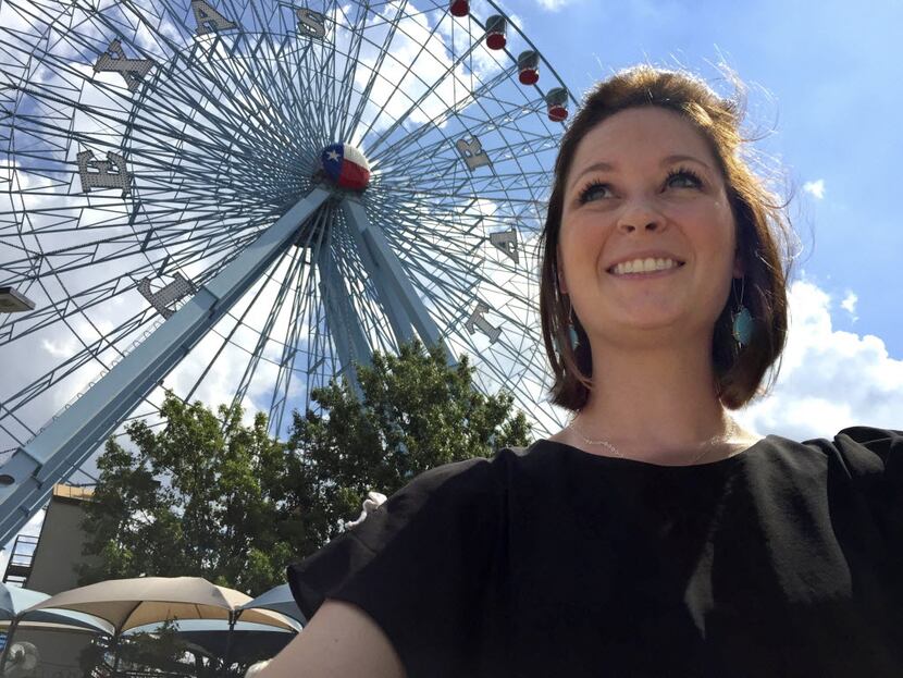 Our own Sarah Blaskovich takes a selfie in front of the Texas Star.